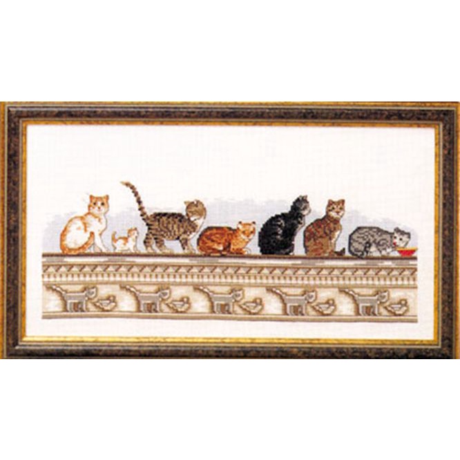 ［黎米家十字繡］源文件十字繡圖-壁架上的一排貓
