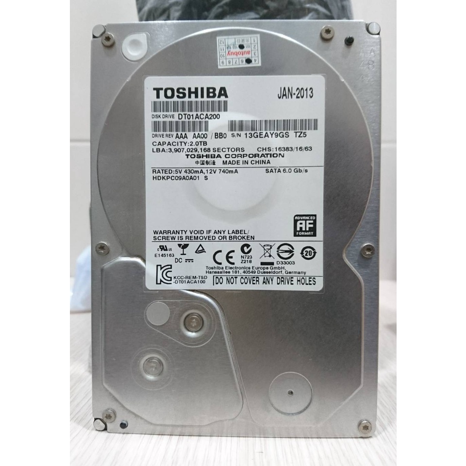 ✠好康小舖✠ TOSHIBA 2TB 3.5吋 SATA介面 桌上型硬碟 測試軟體有警告 便宜賣 *二手現貨