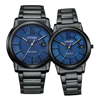 【CITIZEN星辰】AW1217-83L FE6017-85L 羅馬字 鋼錶帶 日期顯示 光動能對錶 黑/藍 台南時代
