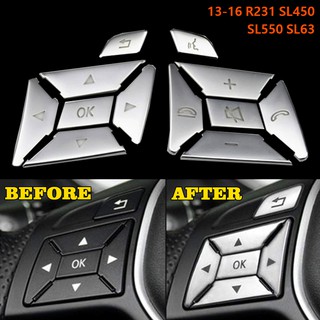 電鍍銀 方向盤控制按鍵 裝飾貼 可透光 汽車內飾 適合賓士 BENZ 12-16 R172 R231 SLK SL