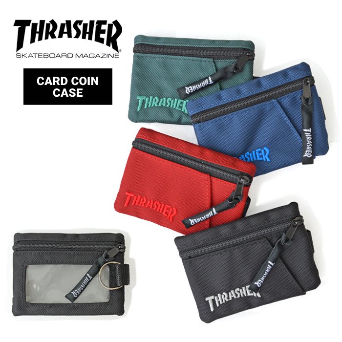 THRASHER - 日線 CARD COIN CASE WALLET 三用帆布 零錢包 / 鑰匙包 / 卡包 (四色)