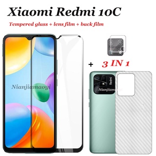 XIAOMI REDMI (3合1)小米紅米10C 10A 10 4G 9A 9C 9T 4G螢幕鋼化玻璃膜+背膜+相機