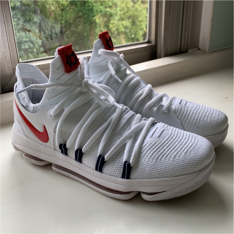 1:1 Nike KD10 籃球鞋（白底紅勾，US11號）
