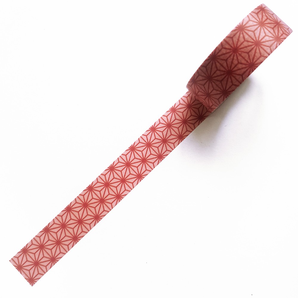 mt Wamon 和紙膠帶 15mm / 麻葉 粉x紅 (MT01K1936) / 日本和柄限定款