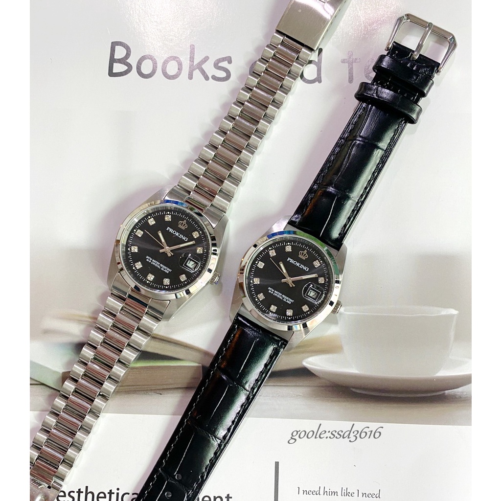 PROKING皇冠鑽錶/日本機芯/加購真皮錶帶不同風格 氣質/貴氣自由變換/錶面多種樣式參考賣場分類4002黑鑽搭皮帶