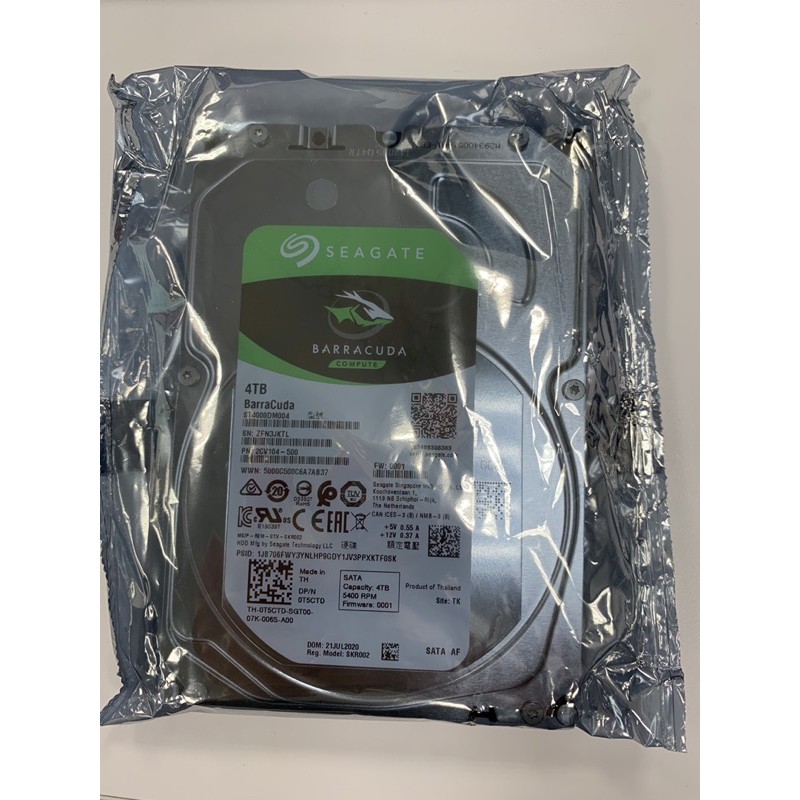 Seagate [BarraCuda]4TB 3.5”桌上型硬碟(ST4000DM004)