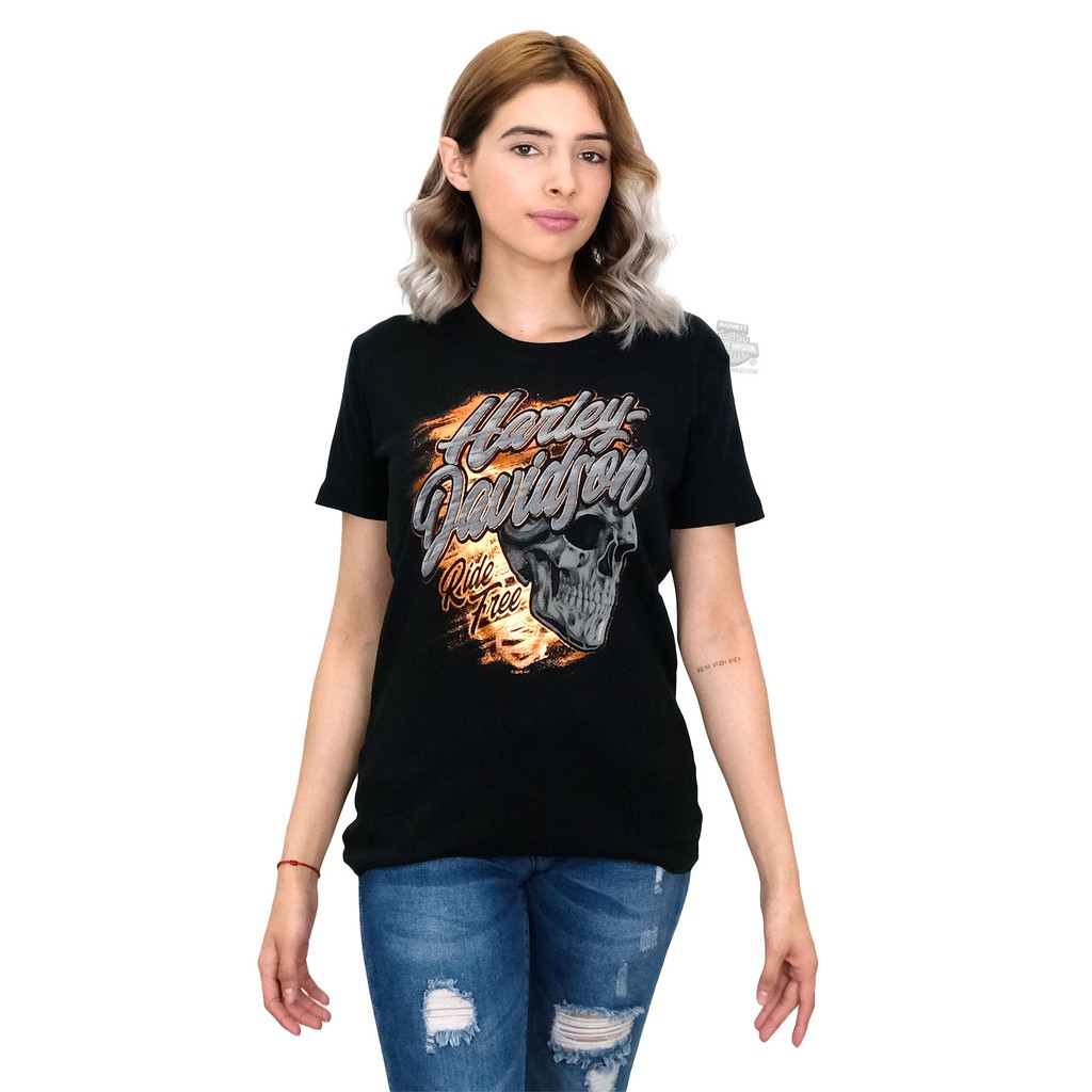 Harley-Davidson 哈雷機車 女 短袖T恤【M】【L】Streaks Skull 全新 現貨