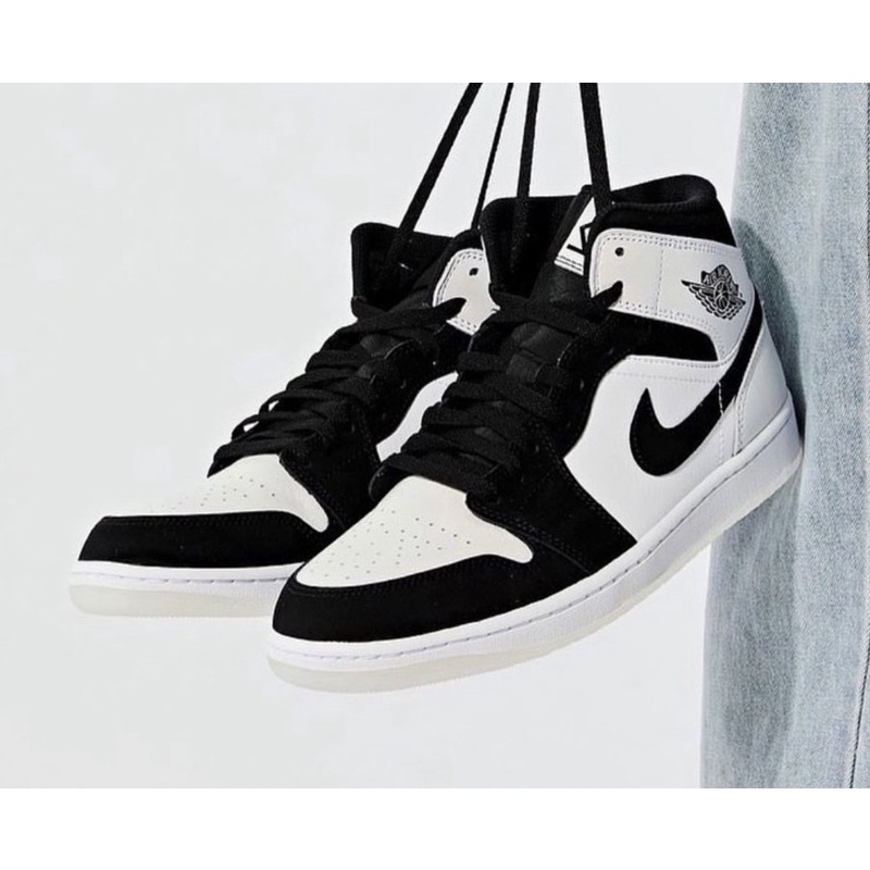 S.G 全新正品 附發票 Air Jordan 1 MID DH6933-100 籃球鞋 白黑 鑽石 熊貓 限量 籃球鞋