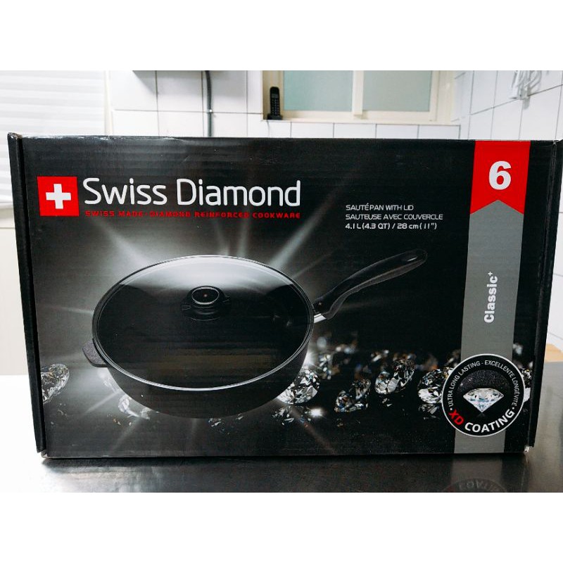 瑞士原裝 頂級鑽石鍋 Swiss Diamond 瑞仕鑽石鍋-4.1L深煎鍋28CM