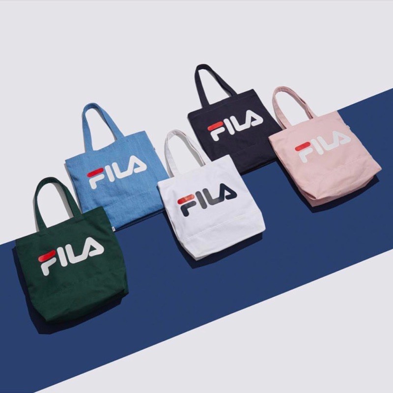 🇰🇷韓國當地購入 FILA 帆布袋 側背包 側肩包 手提袋 包包 粉紅色 淡粉色