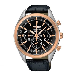 SEIKO 三眼計時 玫瑰金錶圈 黑麵盤SSB172P1 精工錶 45mm 【Watch On-line Store】