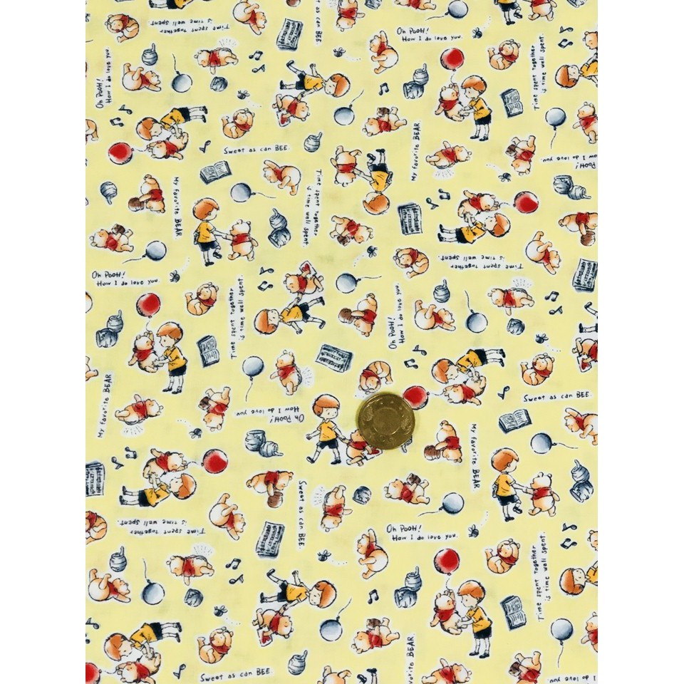 【諧和知音】小熊維尼日本進口卡通版權布~Winnie the Pooh，可用於製作口罩、口水巾、被子、毛巾、手帕..等