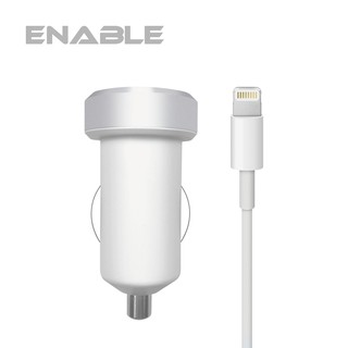 ENABLE【台灣製造】雙USB 鋁合金車充+Lightning充電線