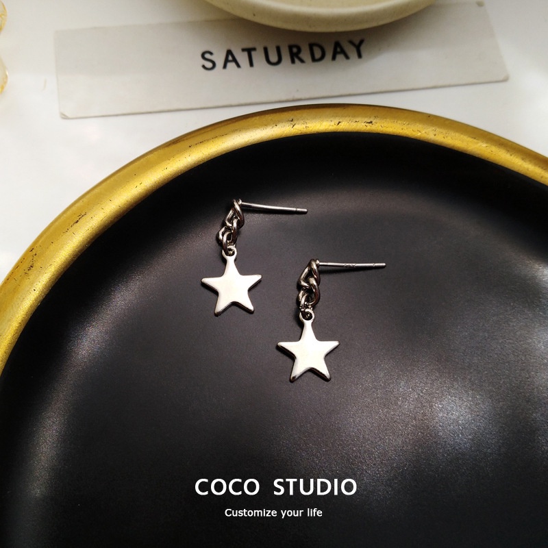 COCO STUDIO 簡約小巧星星耳環新款潮耳環氣質迷你學生女生配件