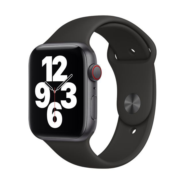 Apple Watch SE LTE 44mm GPS + 行動網路 太空灰色鋁金屬錶殼 搭配黑色運動型錶帶 二手