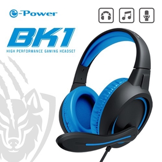 e-Power BK1-B 耳罩式 有線 3.5mm 耳機 麥克風 遊戲型 黑藍色