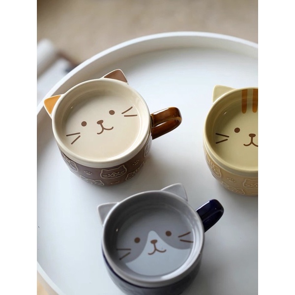 Shimada生活選物｜🐱貓咪馬克杯 貓控在哪裡！超級可愛 杯蓋點心盤兩用 馬克杯 杯子 陶瓷杯 杯蓋 咖啡杯 情人節