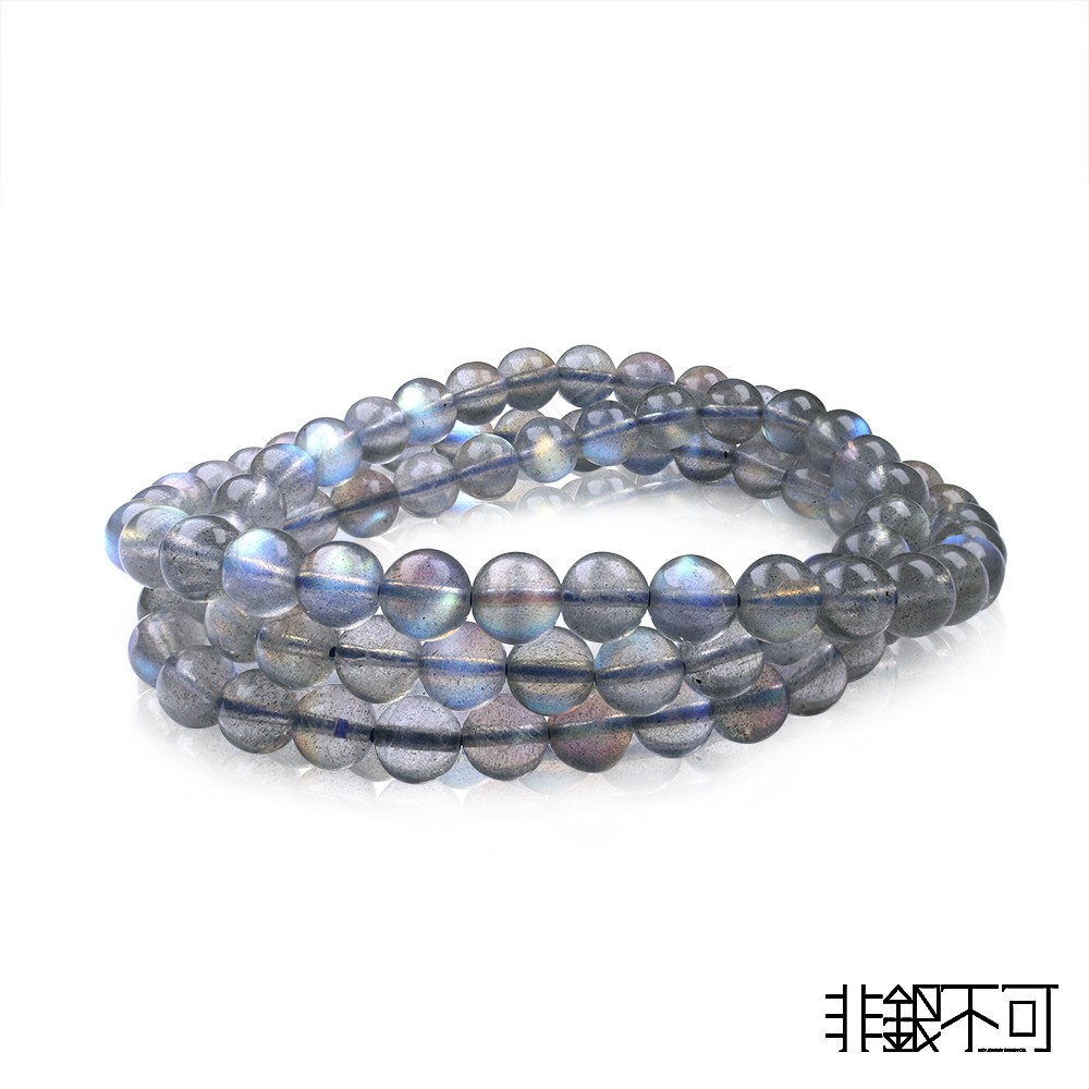 【非銀不可】天然 頂級 拉長石三圈 手串(閃光石Labradorite)