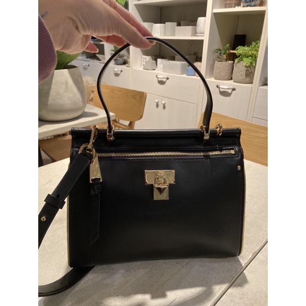 **Feeling** 全新正品 Michael Kors MK 時尚黑 金邊鎖頭 肩側手提2way包 非Outlet