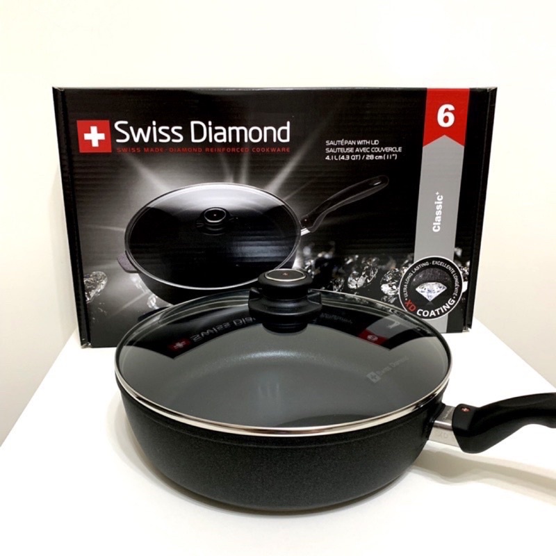 【鑽石經典款】全新Swiss Diamond 瑞仕鑽石鍋具 (深煎鍋/28CM)
