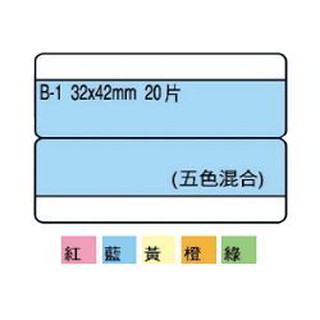 【史代新文具】鶴屋Herwood B-1 38×42mm 雙面五彩索引標籤 (1包20張)