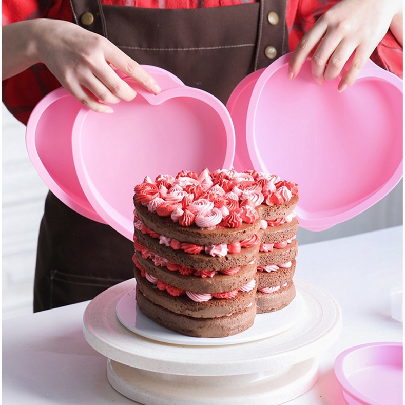 ◎6/8吋◎愛心形彩虹蛋糕模具(顏色隨機)/分層矽膠心型烤盤/巧克力冰淇淋布丁慕斯模具/蠟燭手工皂模