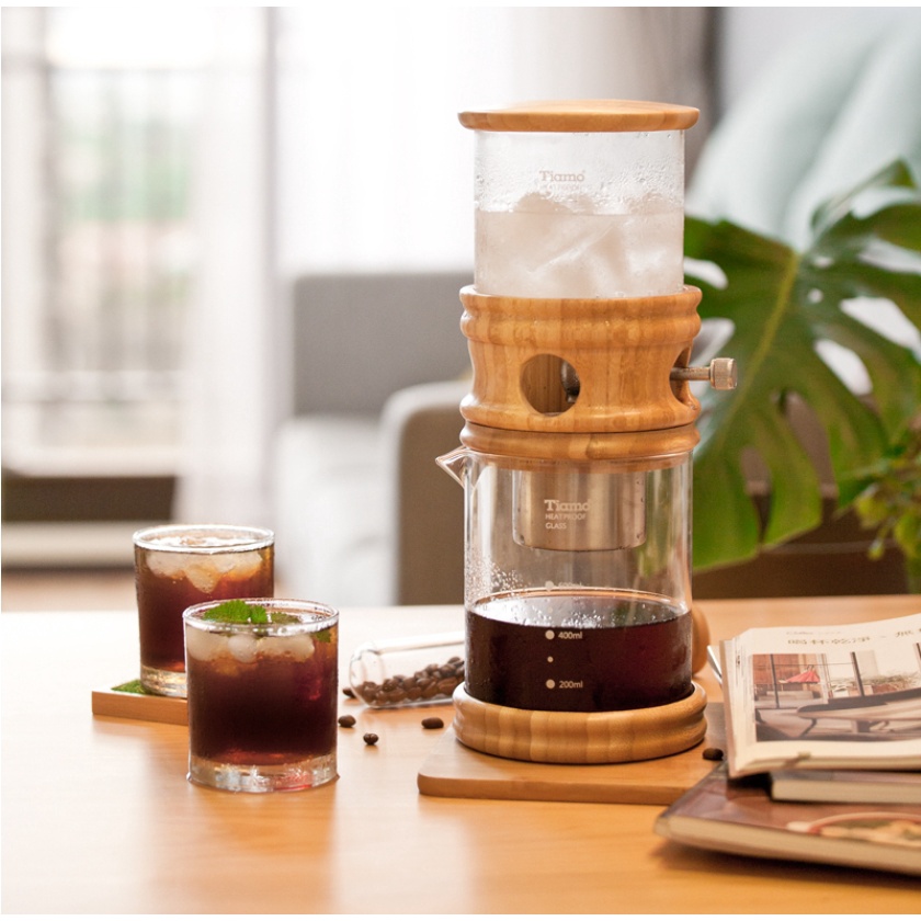 Tiamo 竹製冰滴咖啡壺組600ml(5人份) HG6329高質感設計.全新節水密閉調節閥.完整釋放咖啡口感及香味芬芳