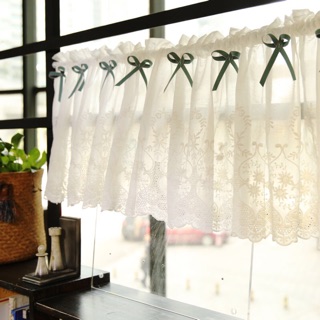韓式田園純棉鏤空刺繡布半簾櫃簾小半窗簾宜家咖啡廳簾廚房窗簾浴室門簾玄關隔間簾風水簾