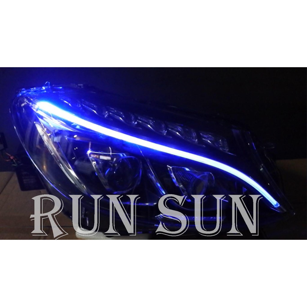 ●○RUN SUN 車燈,車材○● 全新 賓士 W205 C200 C250 升級高配樣式雙魚眼 一抹藍 LED 大燈
