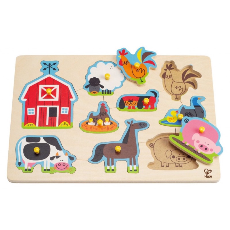 🔺台灣現貨🔺德國🇩🇪Hape愛傑卡木製玩具-農場動物拼圖Farm Animals Puzzle