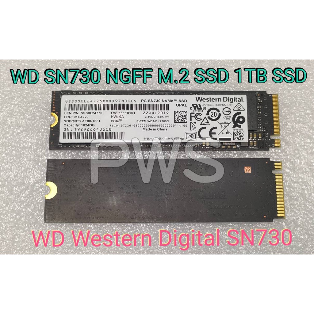 【WD Western Digital SN730 1TB 1T 1000G 】PCIe3.0 NVMe M.2 SSD