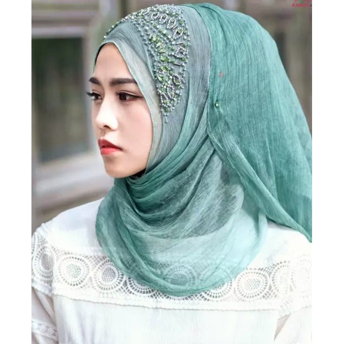 新款穆斯林muslim hijab 伊斯蘭 回族紗巾蕾絲真絲 桑蠶絲套頭巾方便長巾時尚品牌圍巾 現貨