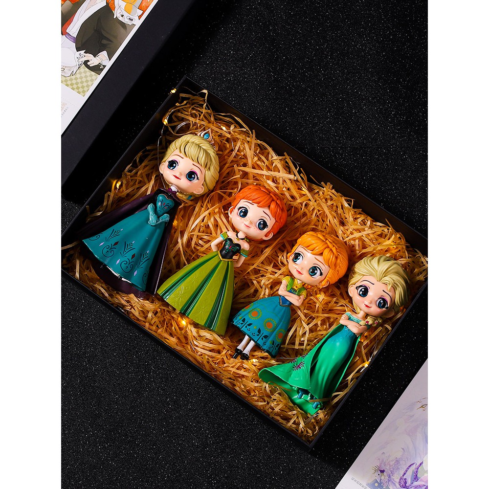 現貨【卡通公仔禮物】冰雪奇緣2艾莎白雪公主手辦女孩子換衣娃娃玩具蛋糕裝飾擺件禮物