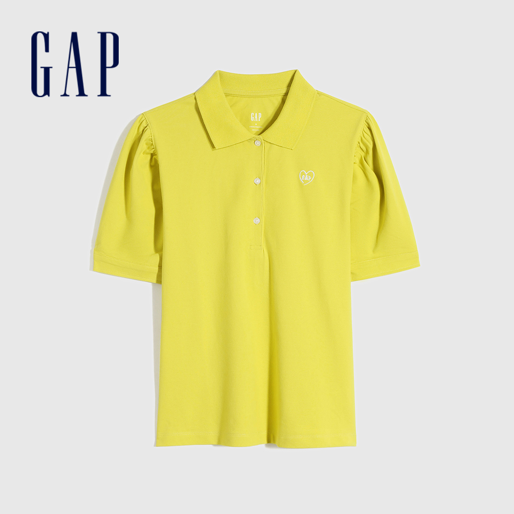 Gap 女裝 Logo亮色泡泡短袖POLO衫-黃色(740757)