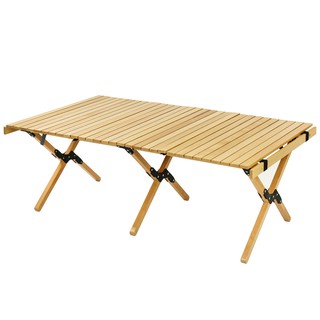 戶外露營野餐 實木蛋捲摺疊櫸木桌 炊事折疊桌
