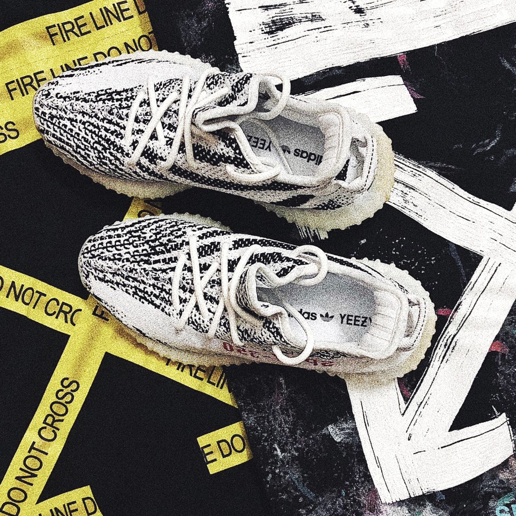 台中面交 IN購入 Us10 Adidas Yeezy Boost 350 v2 白斑馬 Zebra 歐洲限定 灰橘