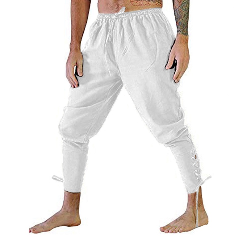 男士中世紀文藝復興褲海盜角色扮演服裝寬鬆長褲中世紀海盜哈倫褲男士衣服長褲