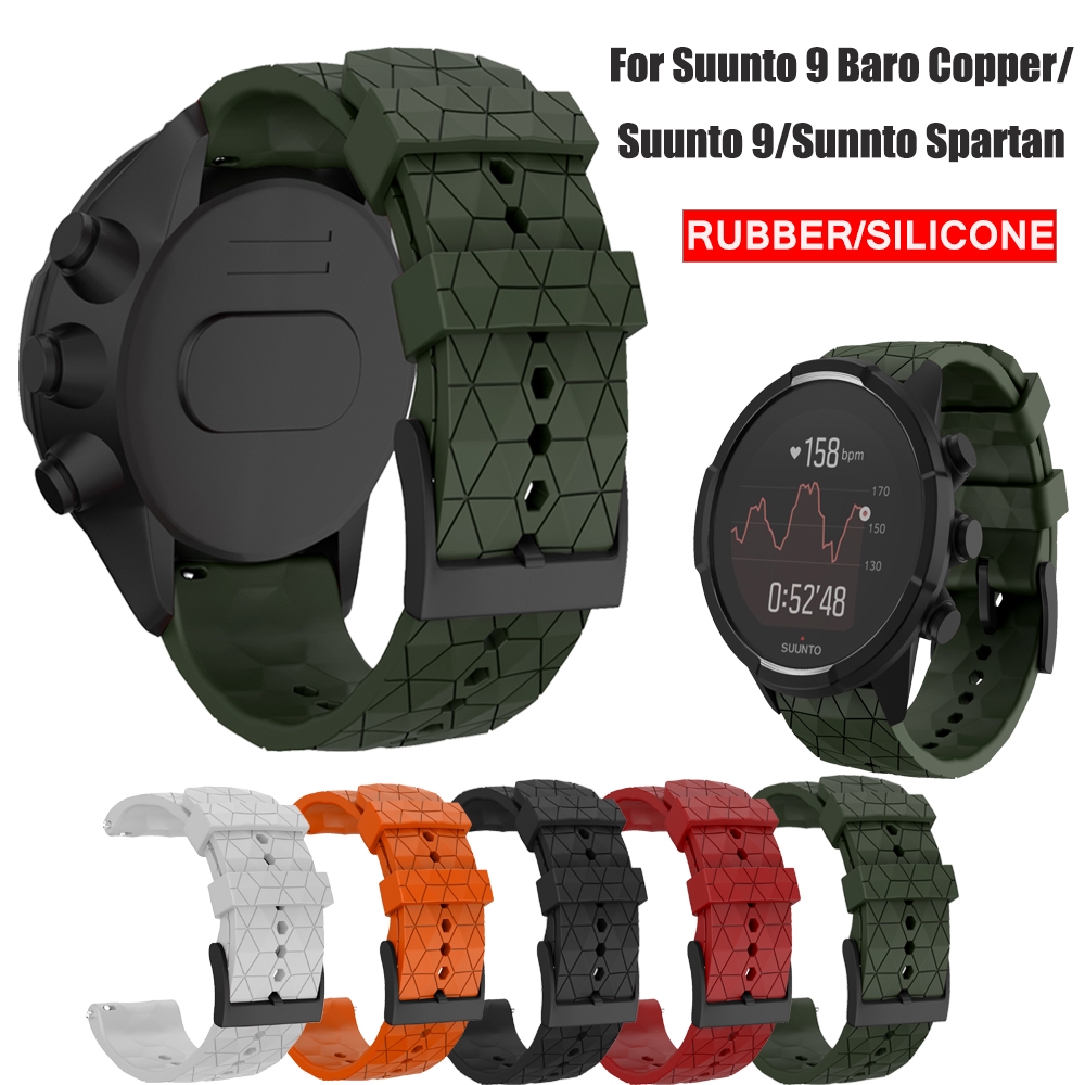 適用於拓suunto sport baro錶帶 Suunto9替換腕帶 松拓9運動款足球紋矽膠手錶帶 Suunto7斜紋