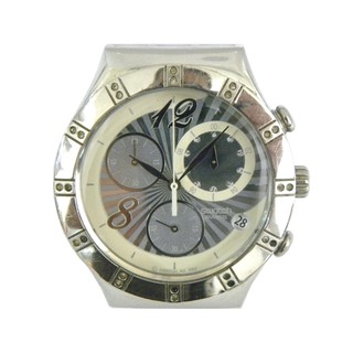 [專業模型] 三眼錶 [SWATCH S3242D] 斯沃琪 三眼計時鑽錶[白色面+3眼+日期]石英/中性/潮錶