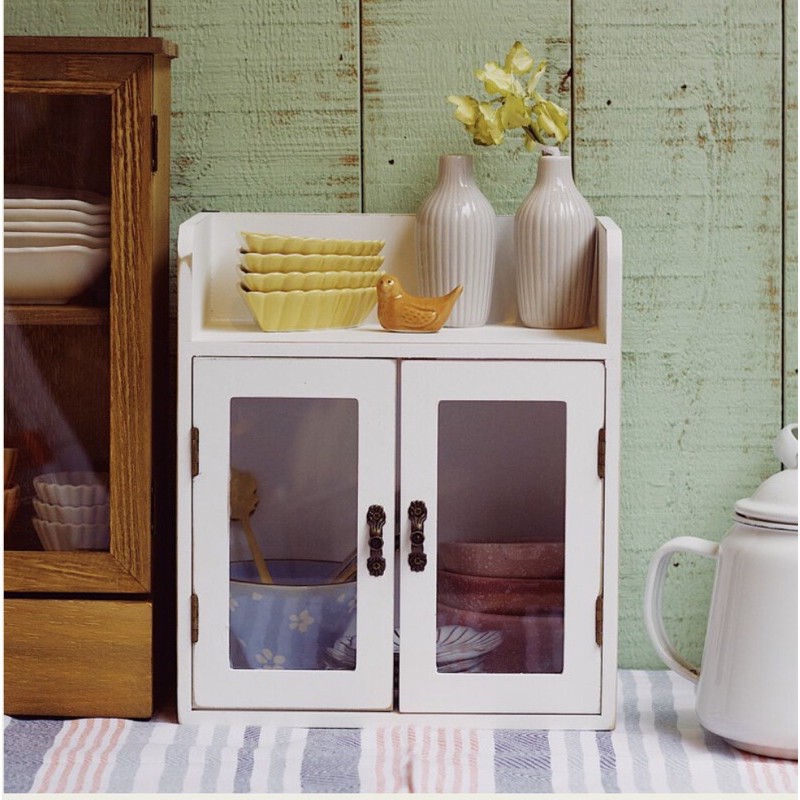 日本 Natural Kitchen 復古質感原木收納櫃收納盒 北歐風文青 白色雙門木頭櫃
