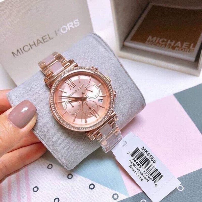 🔥卡拉國內外代購🔥限時預購 MK 女生手錶 玫瑰金三眼 石英 不銹鋼 粉色 MK6560