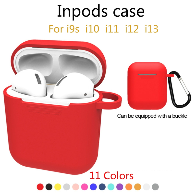 Inpods I12 / i9s / i11 TWS Case超薄矽膠軟皮殼耳機耳機防摔盒金屬蓋登山扣