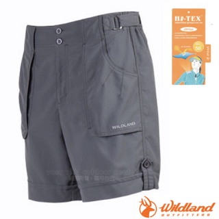 【荒野 WildLand】女款 抗UV透氣休閒機能運動短褲 工作褲 抗紫外線 輕薄透氣 0A01381 藍灰