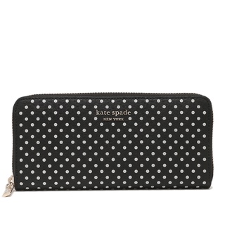kate spade 圓點點拉鍊長夾 防刮PVC 皮夾 錢包 長夾 K37298 黑色(現貨)