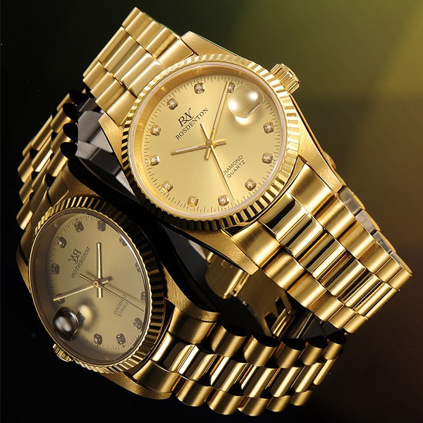 【勞斯丹頓ROSDENTON】6062LG-2G 經典珍藏 真鑽 鋼錶帶女錶 金錶 27mm 台南 時代鐘錶