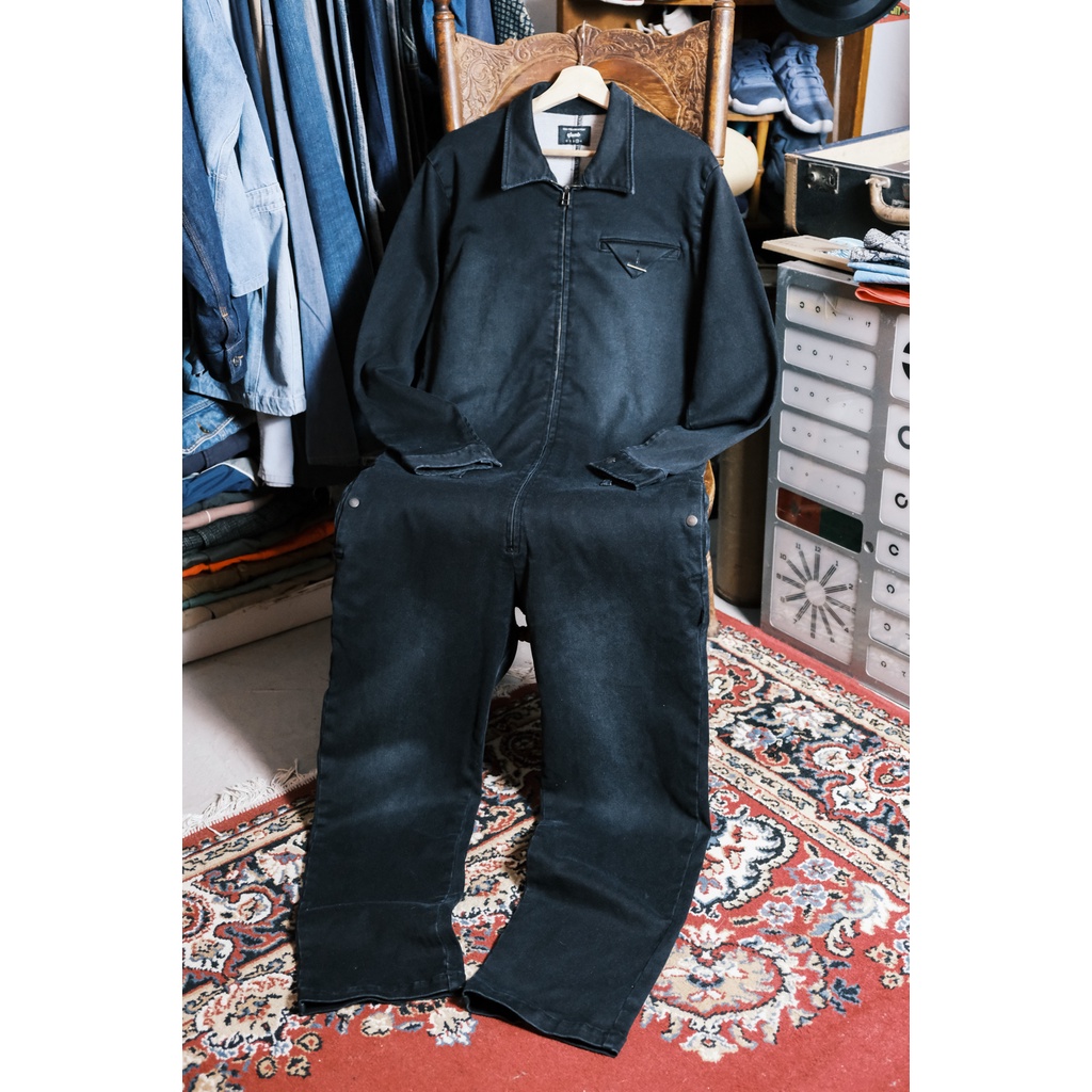 Glamb Tokyo Work Coveralls 日本設計師品牌古谷完黑色連身工作服類moleskin材質 蝦皮購物