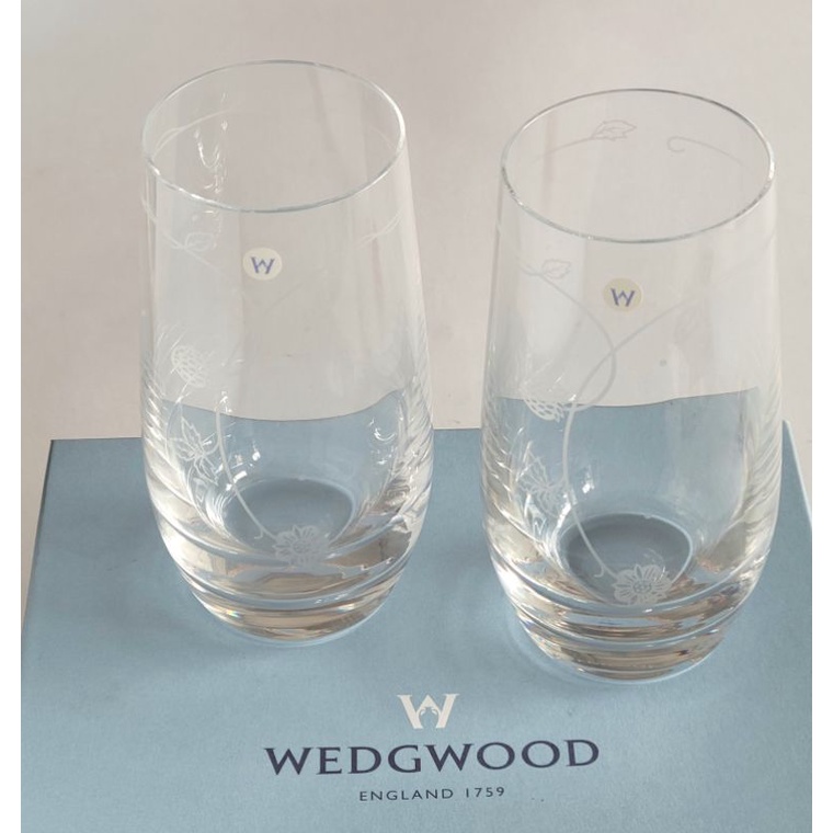 WEDGWOOD 原廠盒 野草莓水晶杯  二杯組