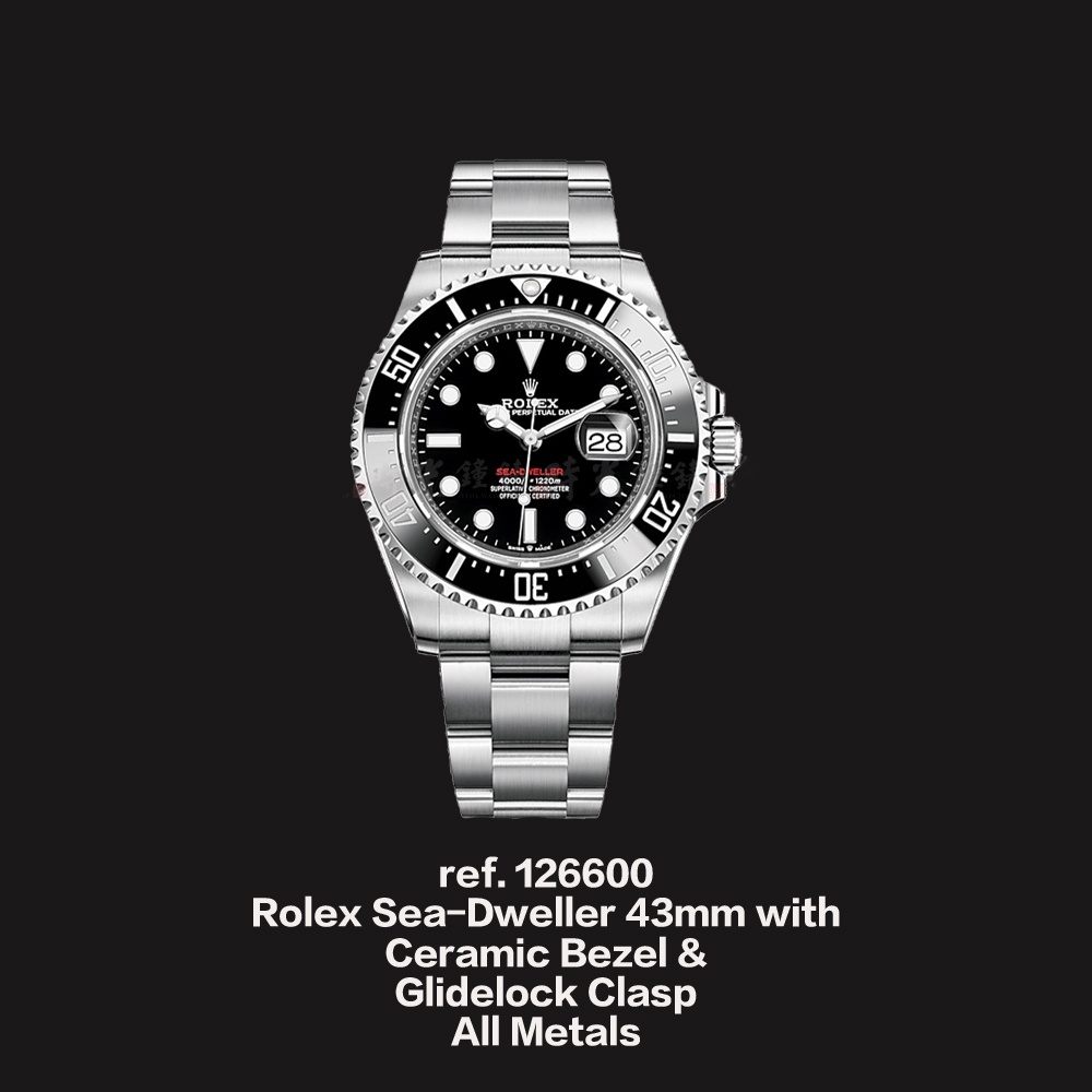 專用款橡膠錶帶【高雄時光鐘錶】Rubber B 勞力士 126600 SEA-DWELLER 海使 43mm 非腕錶