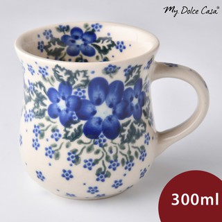 波蘭陶 青花涼夏系列 曲線馬克杯(小) 馬克杯 咖啡杯 水杯 300ml 波蘭手工製[美學生活]