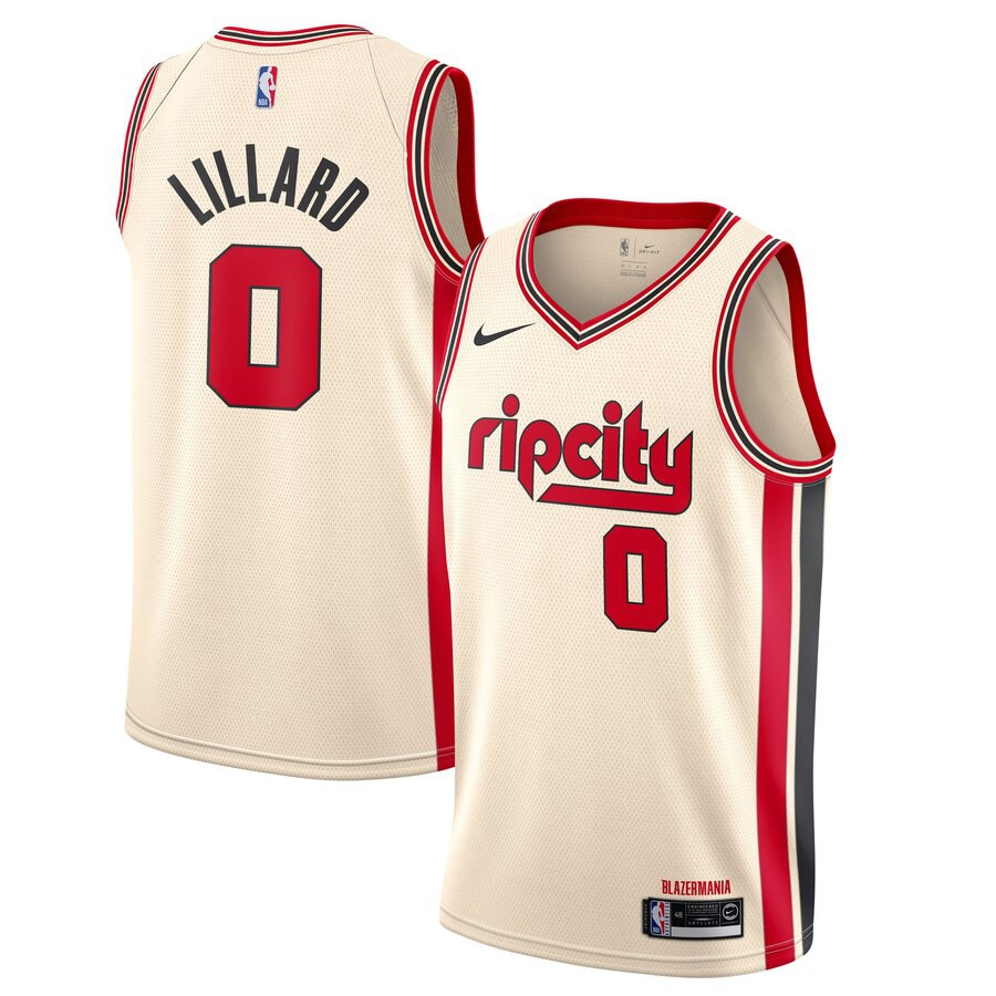 現貨nba球衣拓荒者隊0號利拉德lillard 熱壓版城市版米白球迷版籃球衣運動背心 蝦皮購物